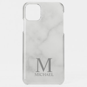White Marble Personalized Monogram and Name iPhone 11 Pro Max Case