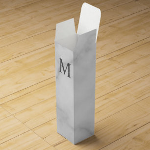 White Marble Personalized Monogram and Name Wine Box