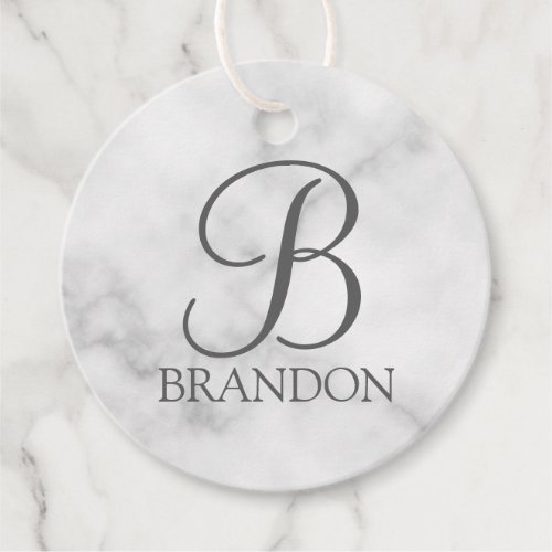White marble Personalized Script Monogram and Name Favor Tags