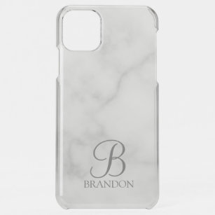 White Marble Personalized Script Monogram and Name iPhone 11 Pro Max Case