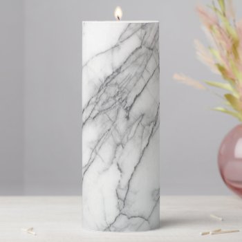 White Marble Pillar Candle by KRStuff at Zazzle