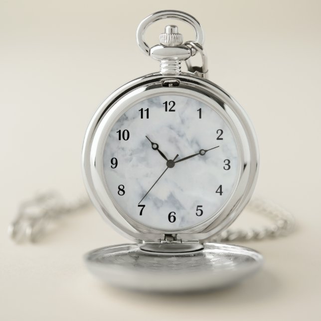 White Marble Pocket Watch (Inside)