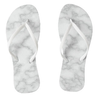 White Marble Print Flip Flops