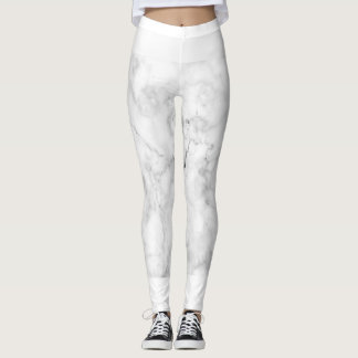 White Marble Print Yoga Pants