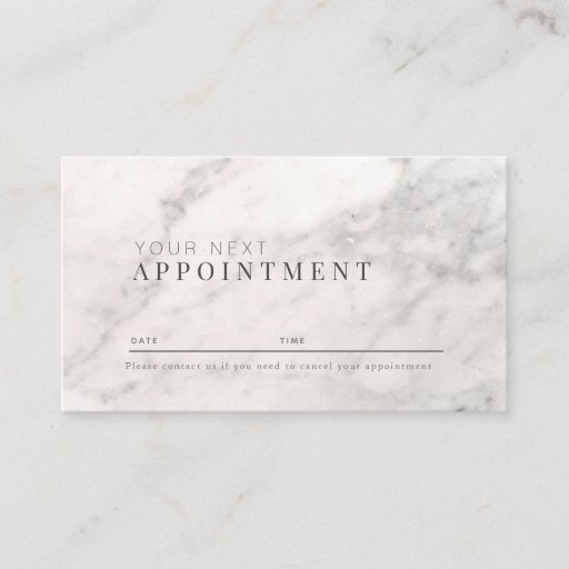 Customizable White Marble Professional Appointment Card