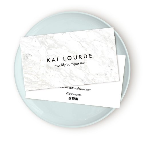 White Marble Professional Business  Business Card