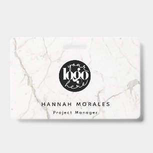 White Marble Professional Business Custom Logo Badge