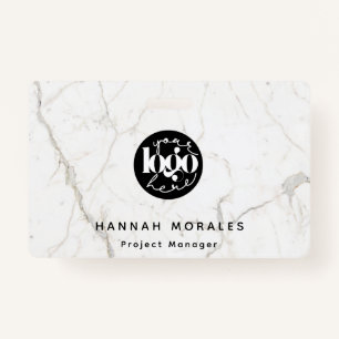 White Marble Professional Business Custom Logo Badge