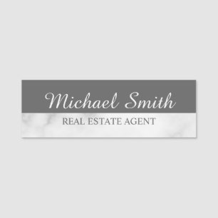 White Marble Professional Personalized Name Tag