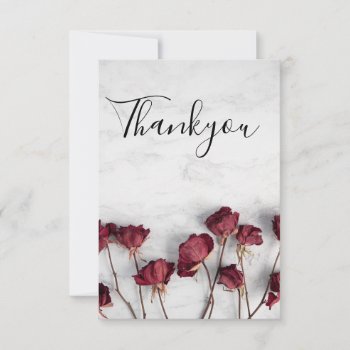White Marble Red Rose Thank You Card by TwoTravelledTeens at Zazzle