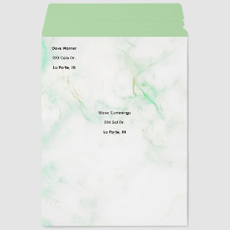 White Marble Return Address Flat Fits All Envelope Mailers