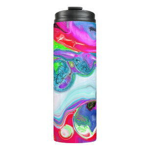 White Marble River Colorful Fluid Art Thermal Tumbler