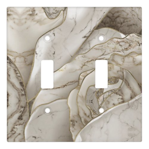 White Marble Rose Abstract Light Switch Cover