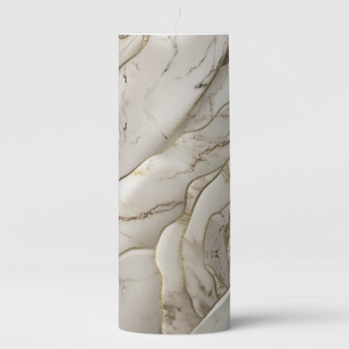 White Marble Rose Abstract Pillar Candle