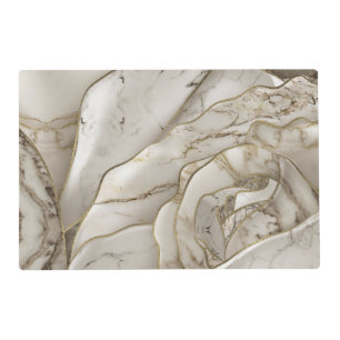 White Marble Rose Abstract Placemat