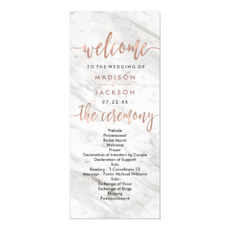 White Marble & Rose Gold Elegant Wedding Program
