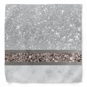 White Marble Rose Gold Glitter Stripe Glam #1 Bandana