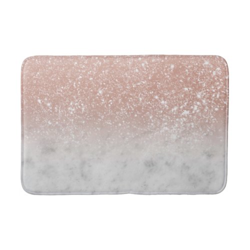 White Marble Rose Gold Ombre Glitter Glam 1 Bath Mat