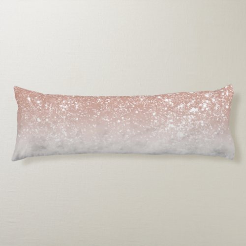 White Marble Rose Gold Ombre Glitter Glam 1 Body Pillow