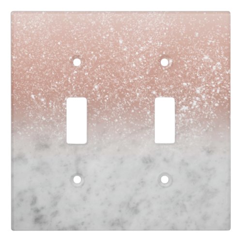 White Marble Rose Gold Ombre Glitter Glam 1 Light Switch Cover