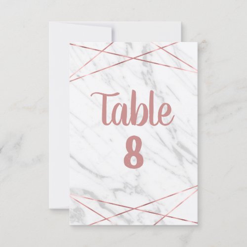 White Marble Rose Gold Triangle Table Numbers