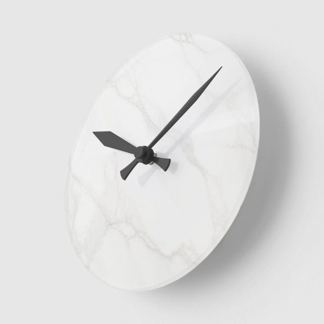 White Marble Round Clock (Angle)