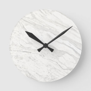 White Marble Round Clock