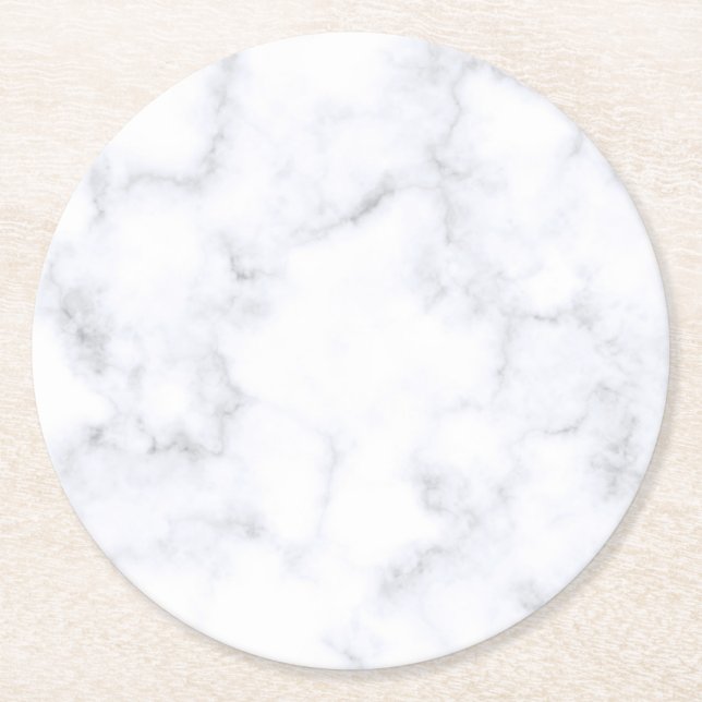 White Marble Round Paper Coaster (Front)