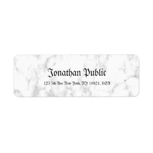 White Marble Script Luxury Modern Professional Label