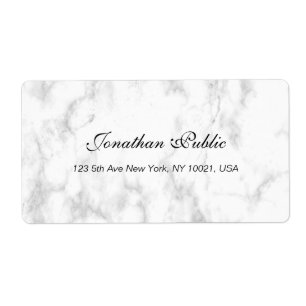 White Marble Script Luxury Professional Shipping Label