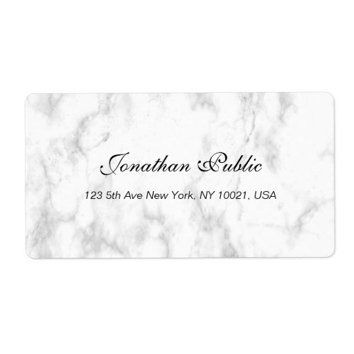 White Marble Script Luxury Professional Shipping Label