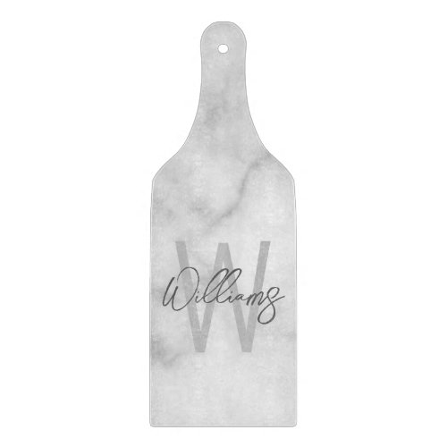 White Marble Script Personalized Monogram and Name Cutting Board