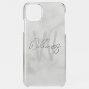 White Marble Script Personalized Monogram and Name iPhone 11 Pro Max Case