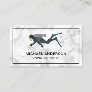 White Marble Scuba Diving Instructor Business Card