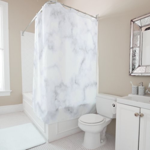 White Marble Shower Curtain
