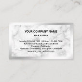 White Marble Silver Foil Real Estate Realtor Photo Business Card (Back)