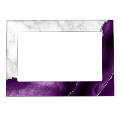 White Marble Silver Purple Agate Magnetic Frame