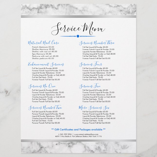 White Marble Silver Stripe Accent Flyer (Front)
