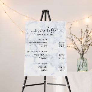White Marble Simple Salon price list Foam Board