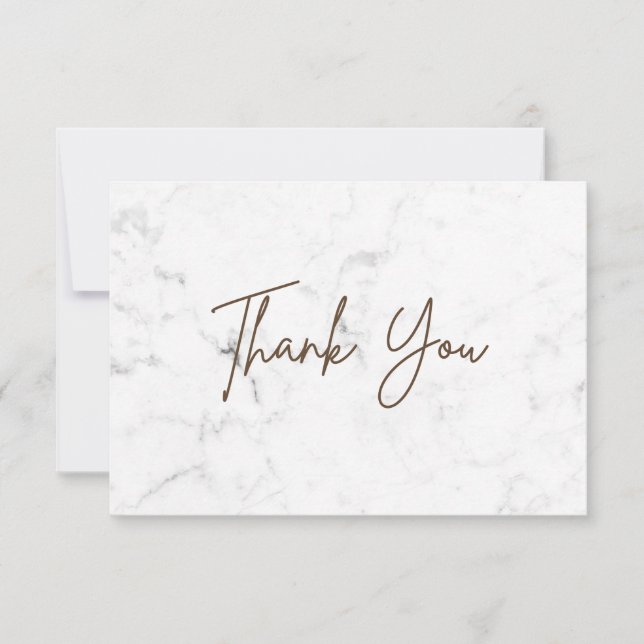 White Marble Simple  Thank You Card (Front)