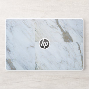 White Marble Slab Surface with Gold and Beige Vein HP Laptop Skin