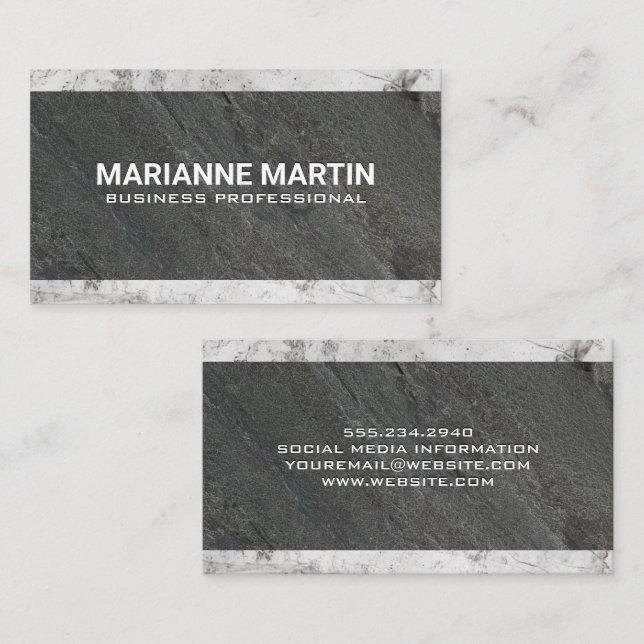 White Marble | Slate Business Card (Front/Back)