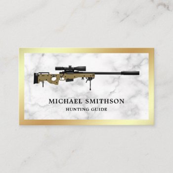 White Marble Sniper Rifle Gun Shop Gunsmith Business Card by ShabzDesigns at Zazzle
