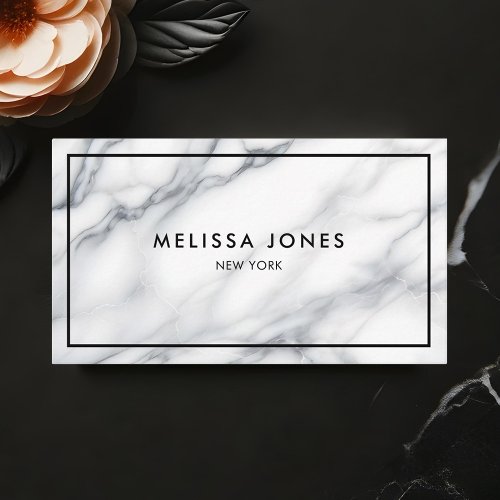 White Marble Social Media Luxury Business Card