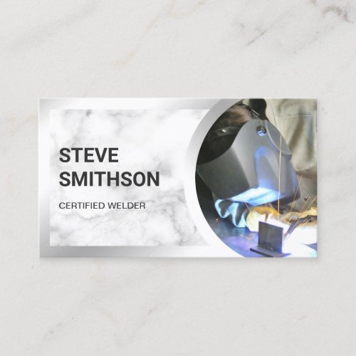 White Marble Steel Welding Fabricator Welder Business Card