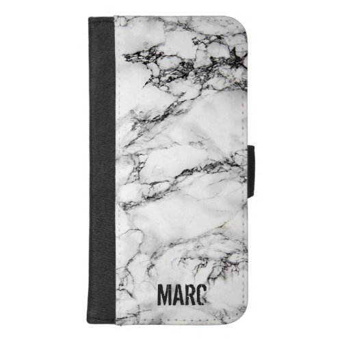 White Marble Stone And Black Texture iPhone 87 Plus Wallet Case