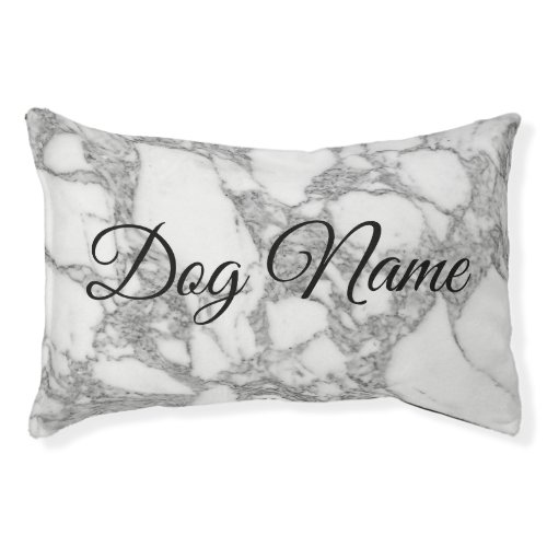 White marble stone custom name dog bed cushion