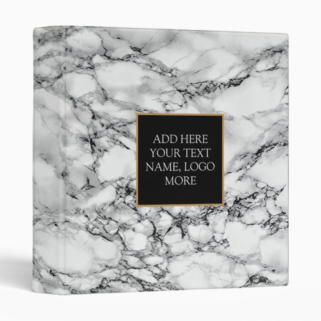 White Marble Stone - Customizable 3 Ring Binder (Front/Spine)