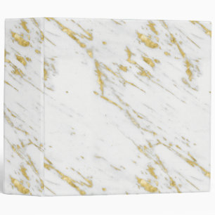 White Marble Stone Gold Glitter 3 Ring Binder