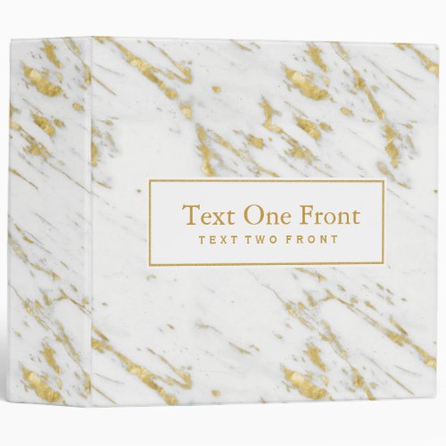 White Marble Stone Gold Glitter Binder